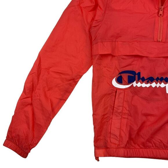 New Champion Men Unisex Red Anorak Hood Windbreaker Long Sleeve Pullover US XS - Picture 4 of 13
